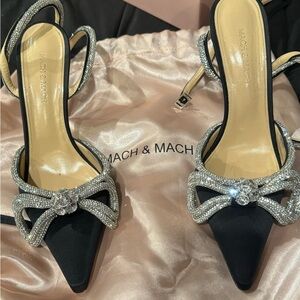 Mach & Mach black satin shoes in super condition